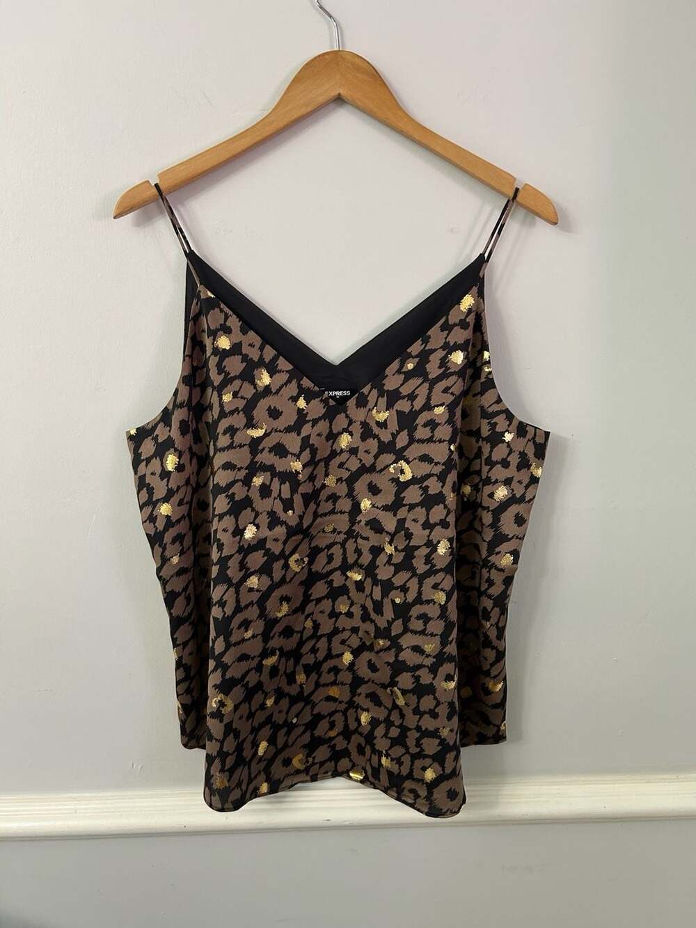 Express Leopard Print Gold Foil Cami Tank Top Size L